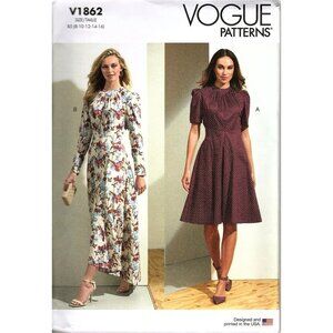 Vogue V1862 Misses 8 to 16 Semi Fitted Dresses Uncut Sewing Pattern